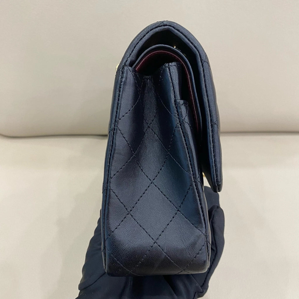 CHANEL Classic Flap Medium Black Lambskin Shoulder Bag Women