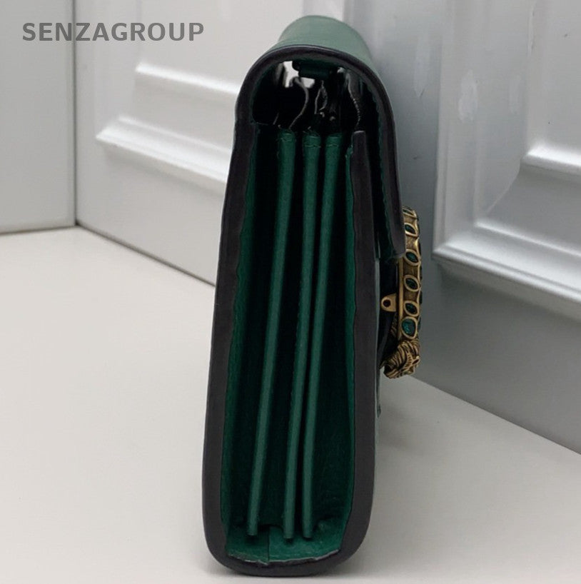 Gucci Dionysus WOC Chain Crossbody Clutch Green Silver Women Classic