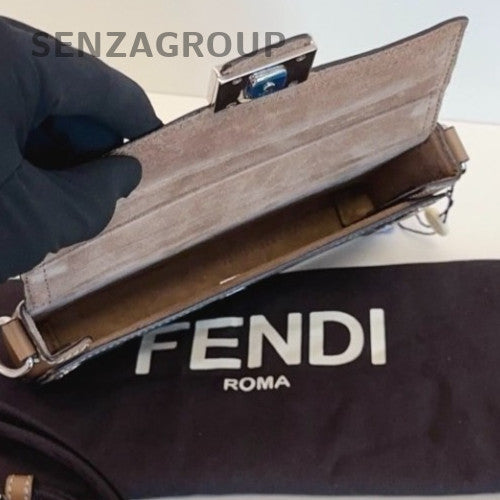 Fendi Baguette Soft Trunk Monogram Mini Crossbody Brown Unisex Adults Classic