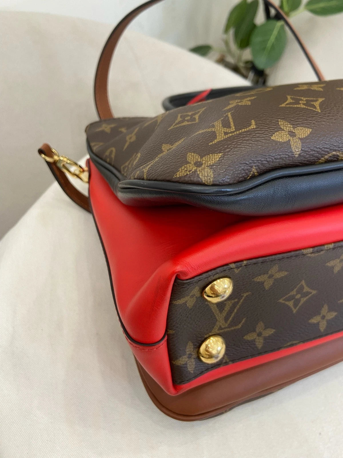 Louis Vuitton Millefeuille Monogram Top Handle Crossbody Brown Gold Women
