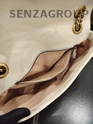 Gucci Marmont 26 White Gold Chain Shoulder Crossbody Bag Classic Women