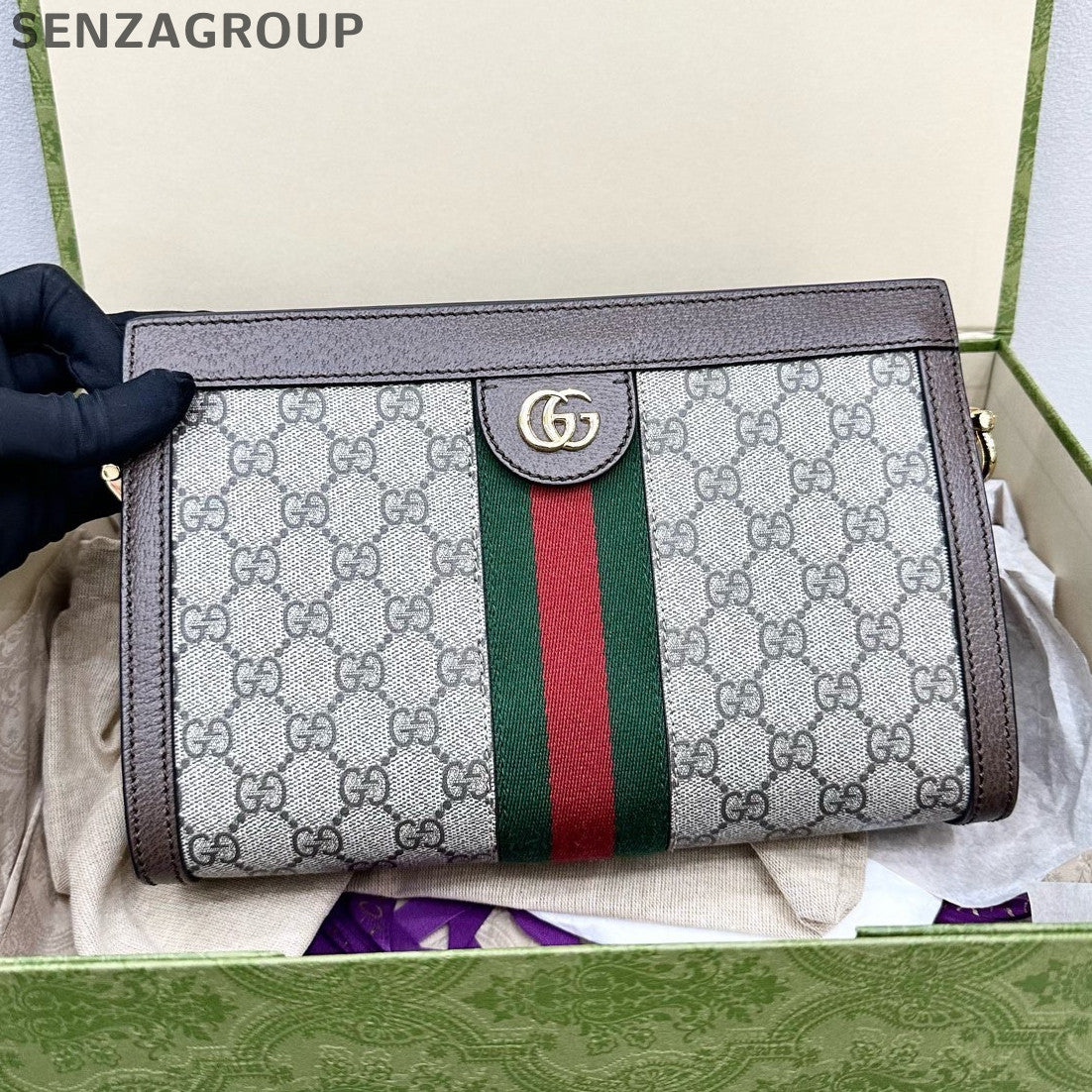 Gucci Ophidia Chain Shoulder Crossbody Bag Brown Classic Women's