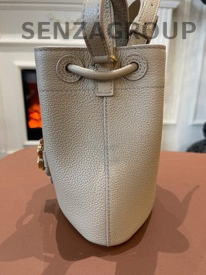 Burberry Mini Drawstring Bucket Bag in Grey Leather for Women