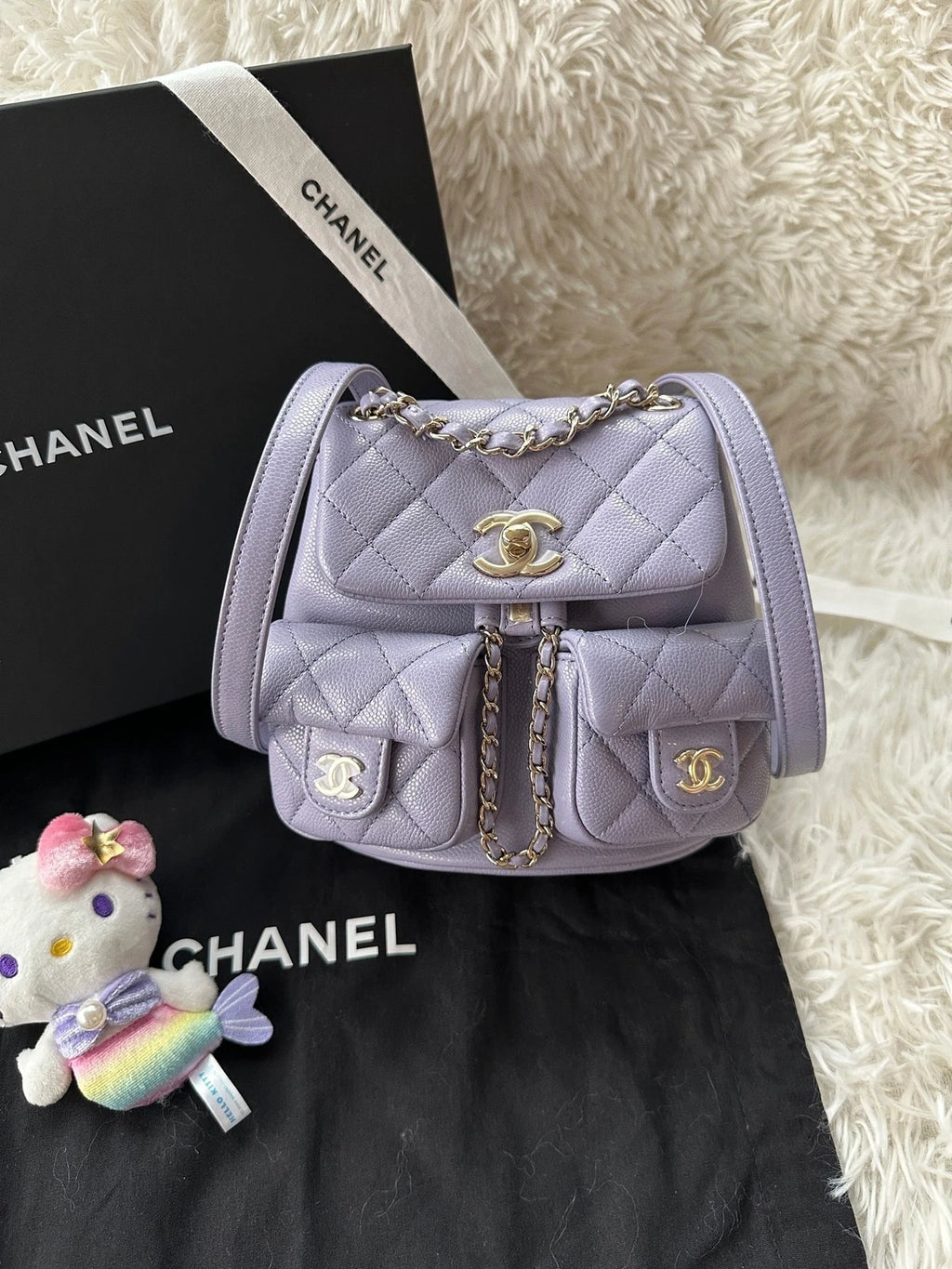 CHANEL Purple Leather Small Duma Backpack For Women