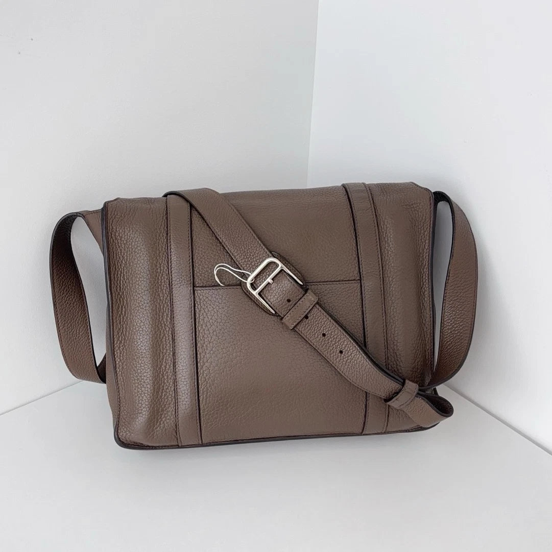 Hermes Steve35 2Way Gray Shoulder Bag Crossbody Silver Hardware