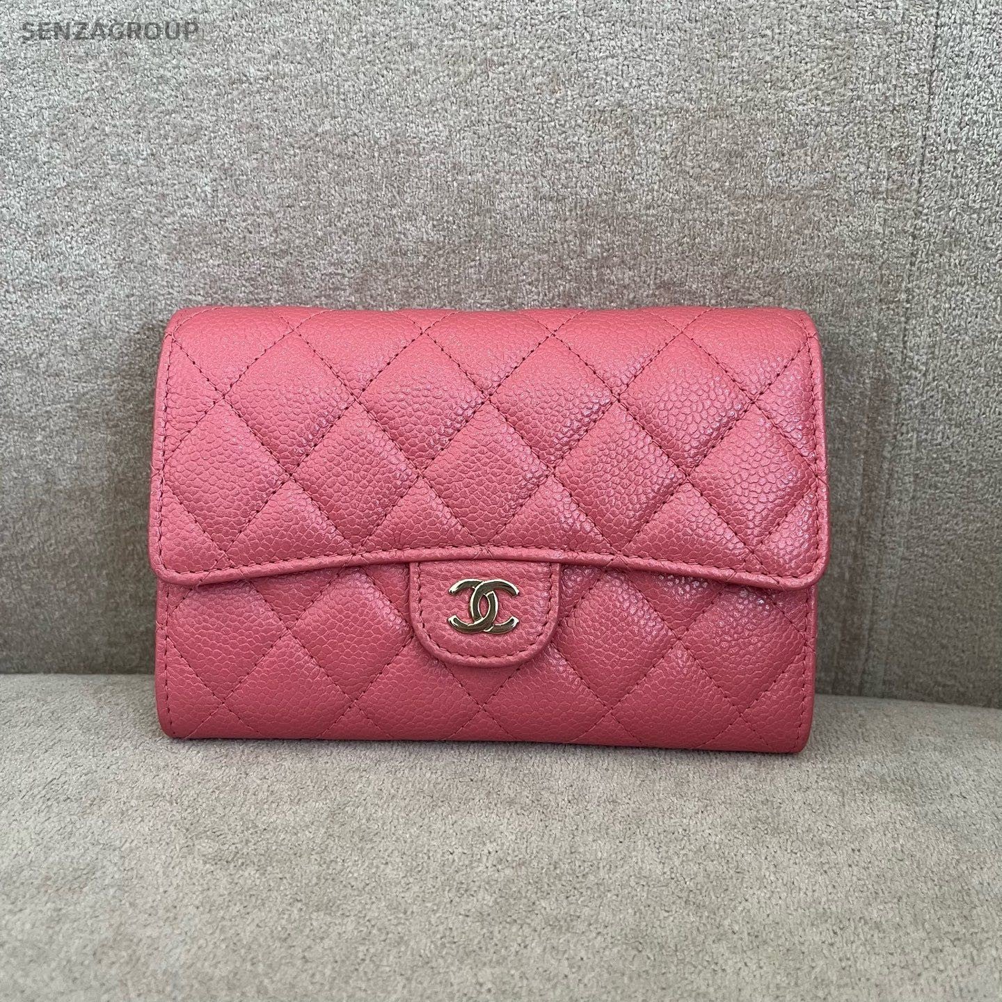 CHANEL Classic Flap Woc Calfskin Chain Shoulder bag Crossbody Pink Gold Women