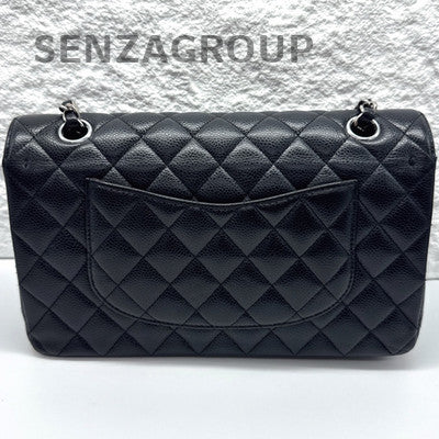 Chanel Classic Flap Medium Black Silver Chain Quilted Shoulder Bag Women