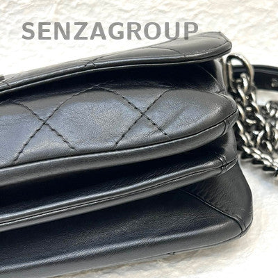 Chanel Le Boy Black Silver Chain Shoulder Bag Classic Quilted