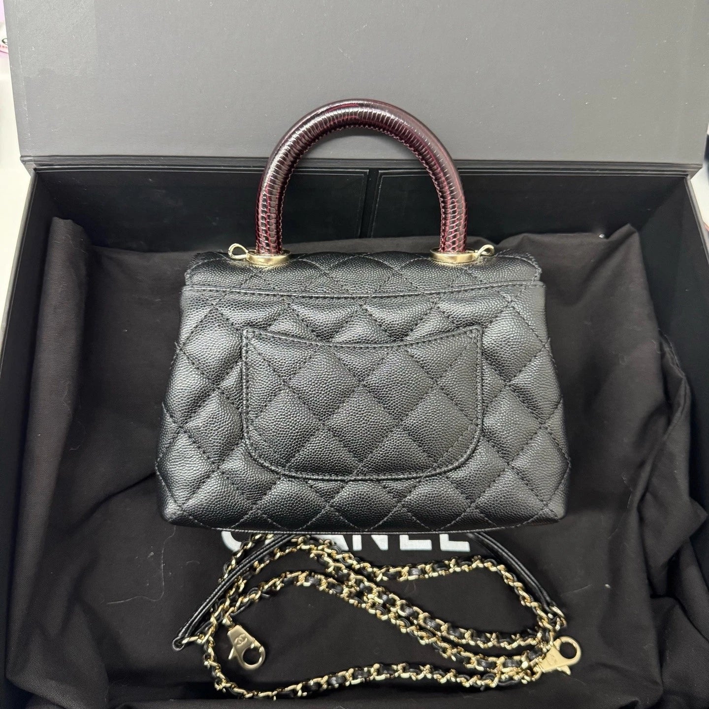 New CHANEL Coco Handle Mini Leather Top Handle Bag For Women