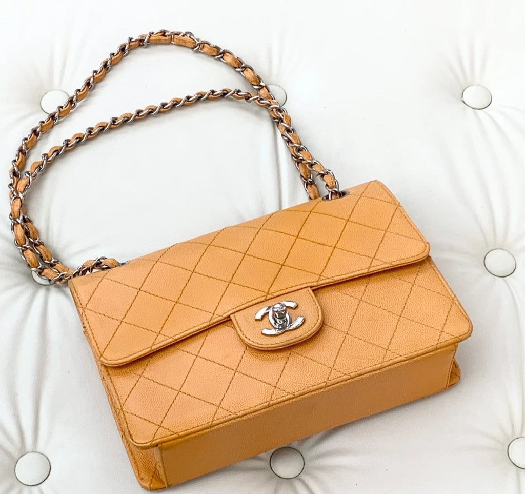 Chanel Classic Flap Calfskin Chian Shoulder Bag Women S