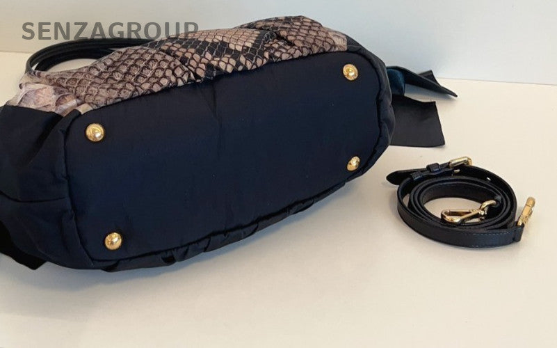 PRADA Snake pattern print 2way Shoulder bag Black Women Limited Edition Handbag