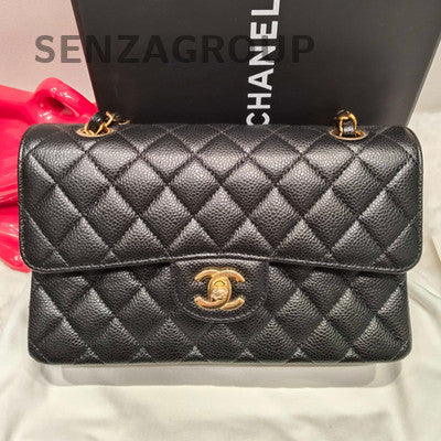 Chanel Classic Flap Black Gold Small Quilted Chain Shoulder Bag