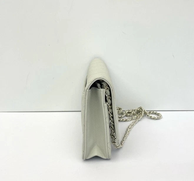 CHANEL Rotating Buckle Light Green Leather WOC Crossbody Bag For Women