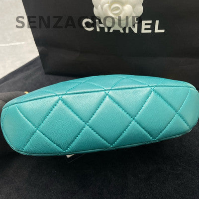 Chanel Blue Quilted Hobo Chain Shoulder Bag Gold Hardware Women's Fashion