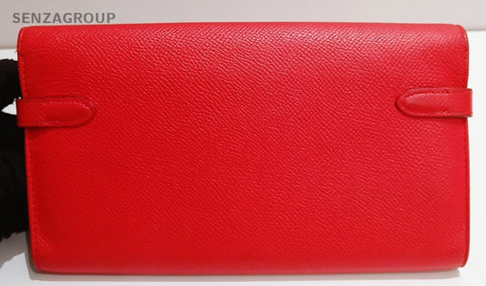 Hermes Kelly Long Wallet Clutch Gold Hardware Red Used Women Classic Designer