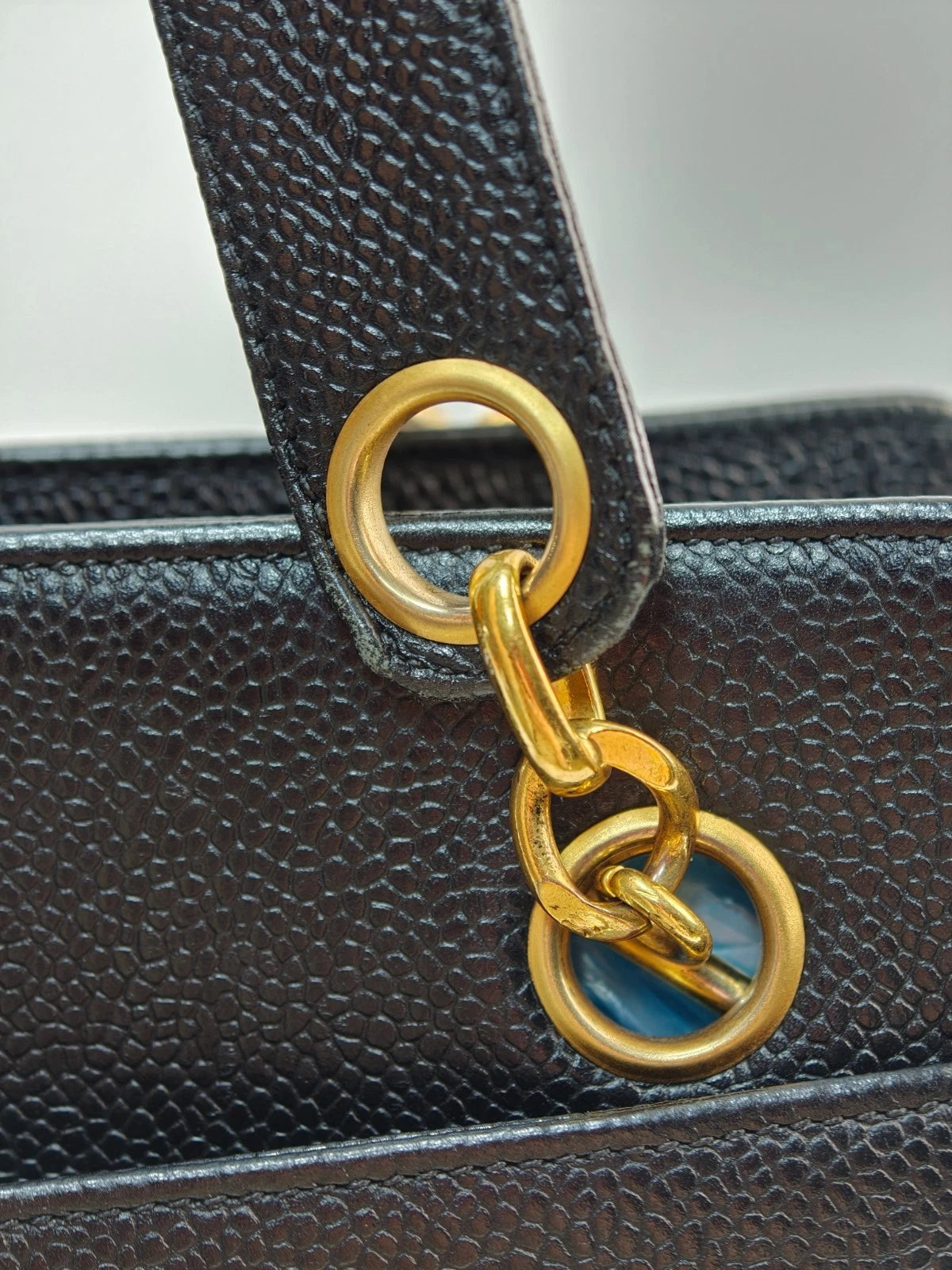 Chanel Vintage Tote Bag Shoulder Bag Black Gold Hardware Women Classic