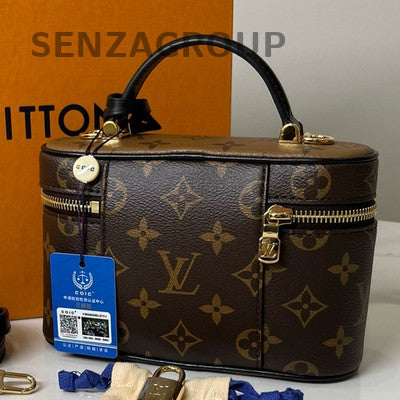 Louis Vuitton Vanity Chain Pouch Brown Cosmetic Bag Women's Shoulder Bag