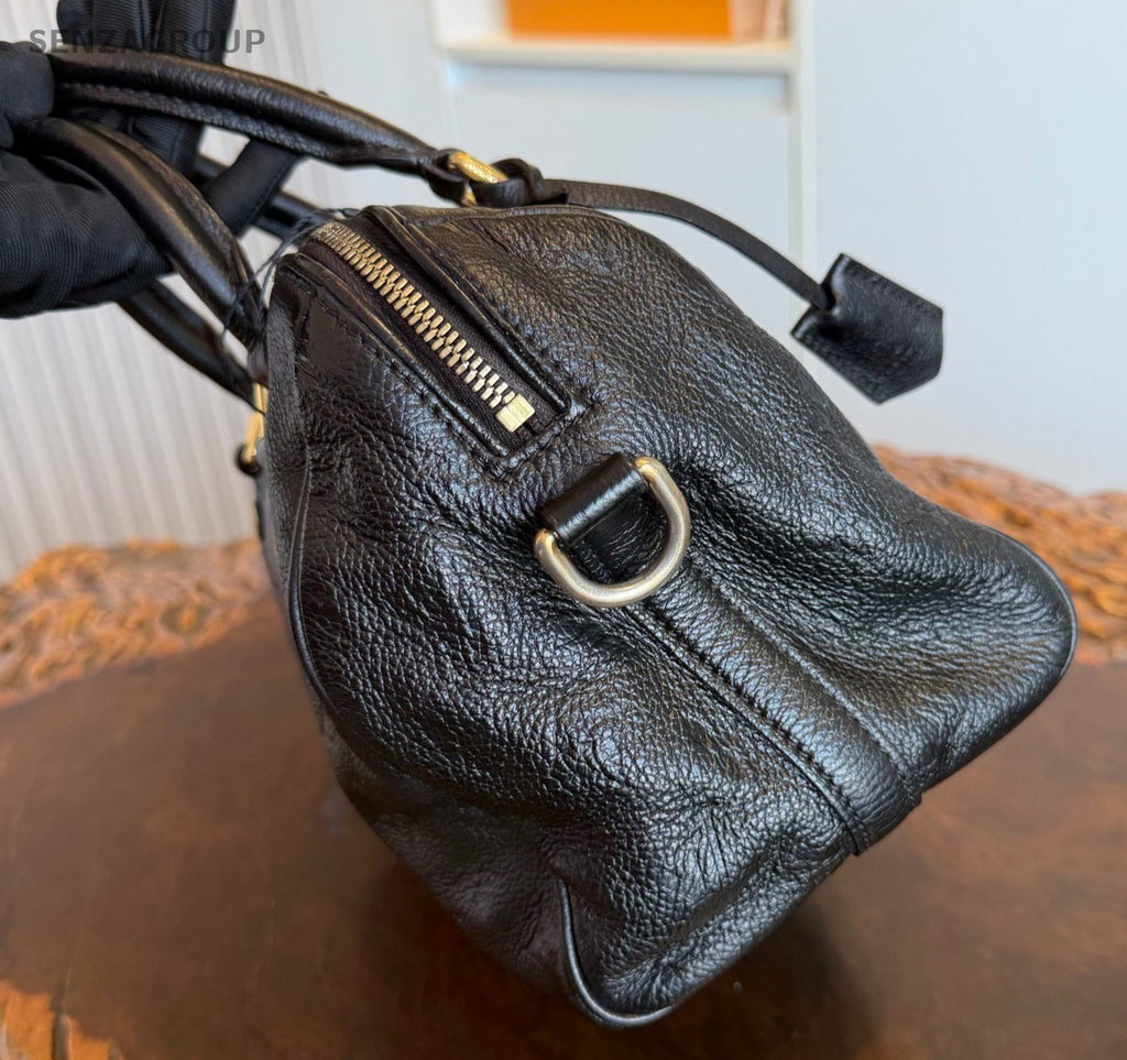 Louis Vuitton Speedy25 Monogram Top Handle Bag Black Gold Used Women Classic