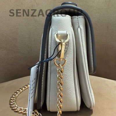 Louis Vuitton Lockme Leather Top Handle Chain Crossbody Bag White Gold