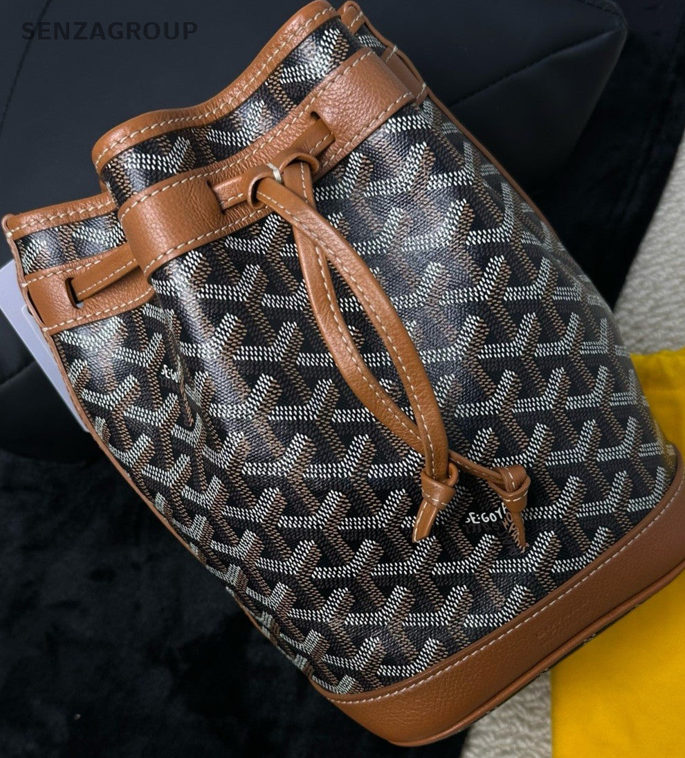 Goyard Canvas Monogram Bucket Bag Shoulder Crossbody Bag Women Brown.