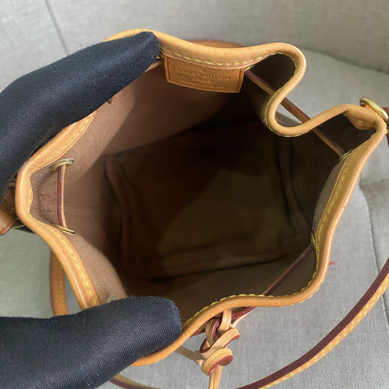 Louis Vuitton Nano Noe Monogram Canvas Drawstring Bucket Bag