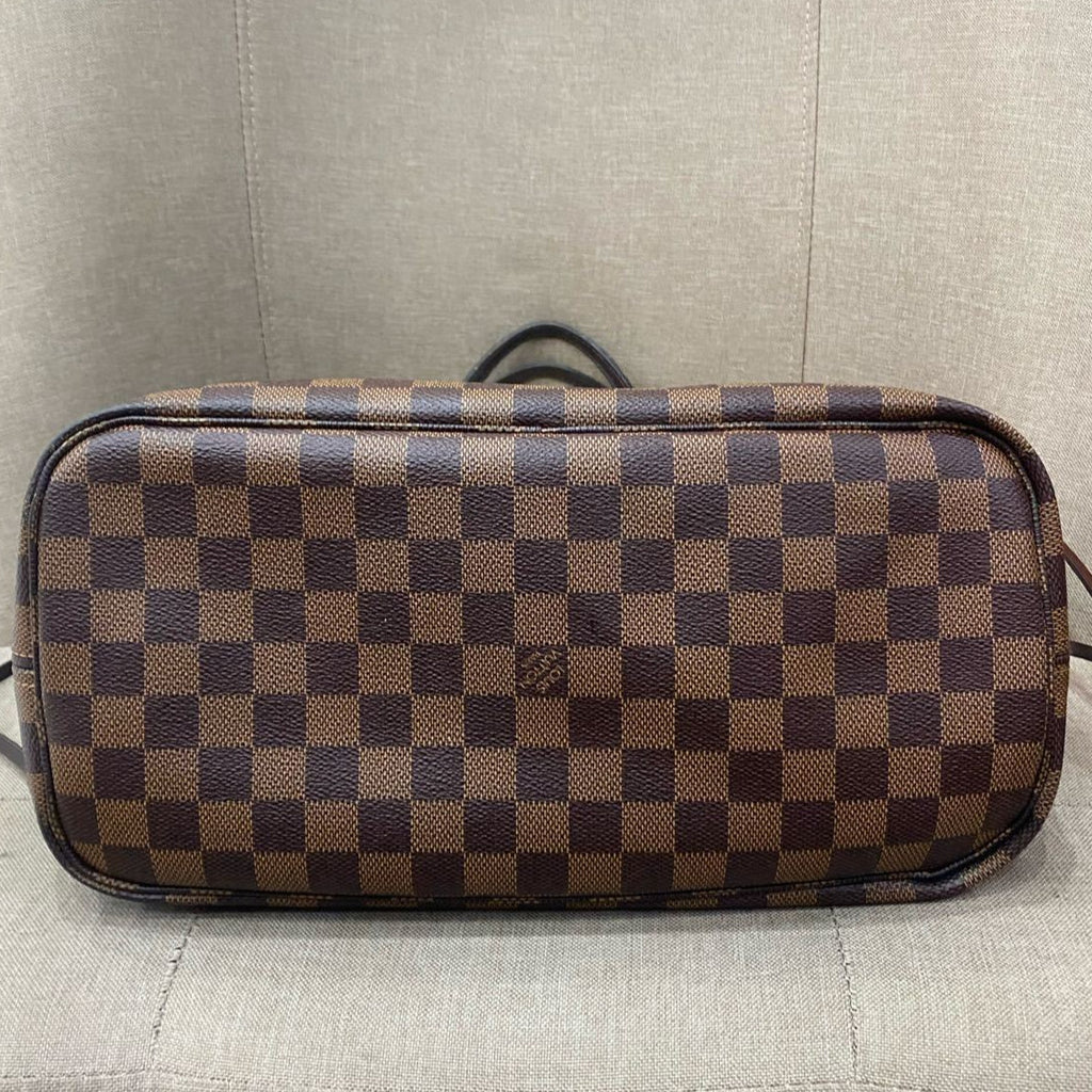 Louis Vuitton Neverfull MM Damier Ebene Tote Bag Brown Gold Hardware