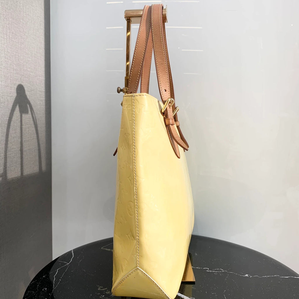 Louis Vuitton Vivian Monogram Patent Tote Shoulder Bag Yellow Brown Women S