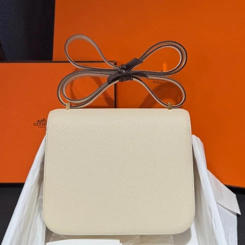 Hermes Constance 19 Epsom Shoulder Crossbody Bag White Gold Hardware Women D
