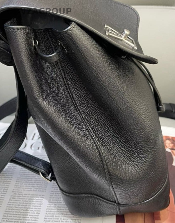 Louis Vuitton Lock Me Calfskin Backpack Black Silver Unisex Adults Classic