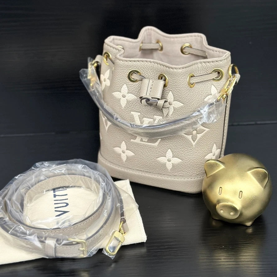 Louis Vuitton Noe Gold Gray Shoulder Bag Crossbody Excellent