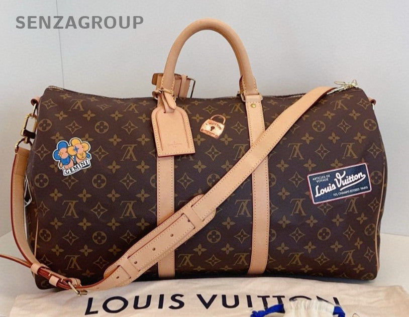 Louis Vuitton Keepall50 Monogram Top Handle Bag Crossbody Brown Unisex Adults