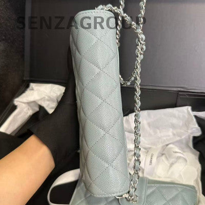 Chanel CF WOC Chain Shoulder Crossbody Bag Grey Calfskin Gold Hardware