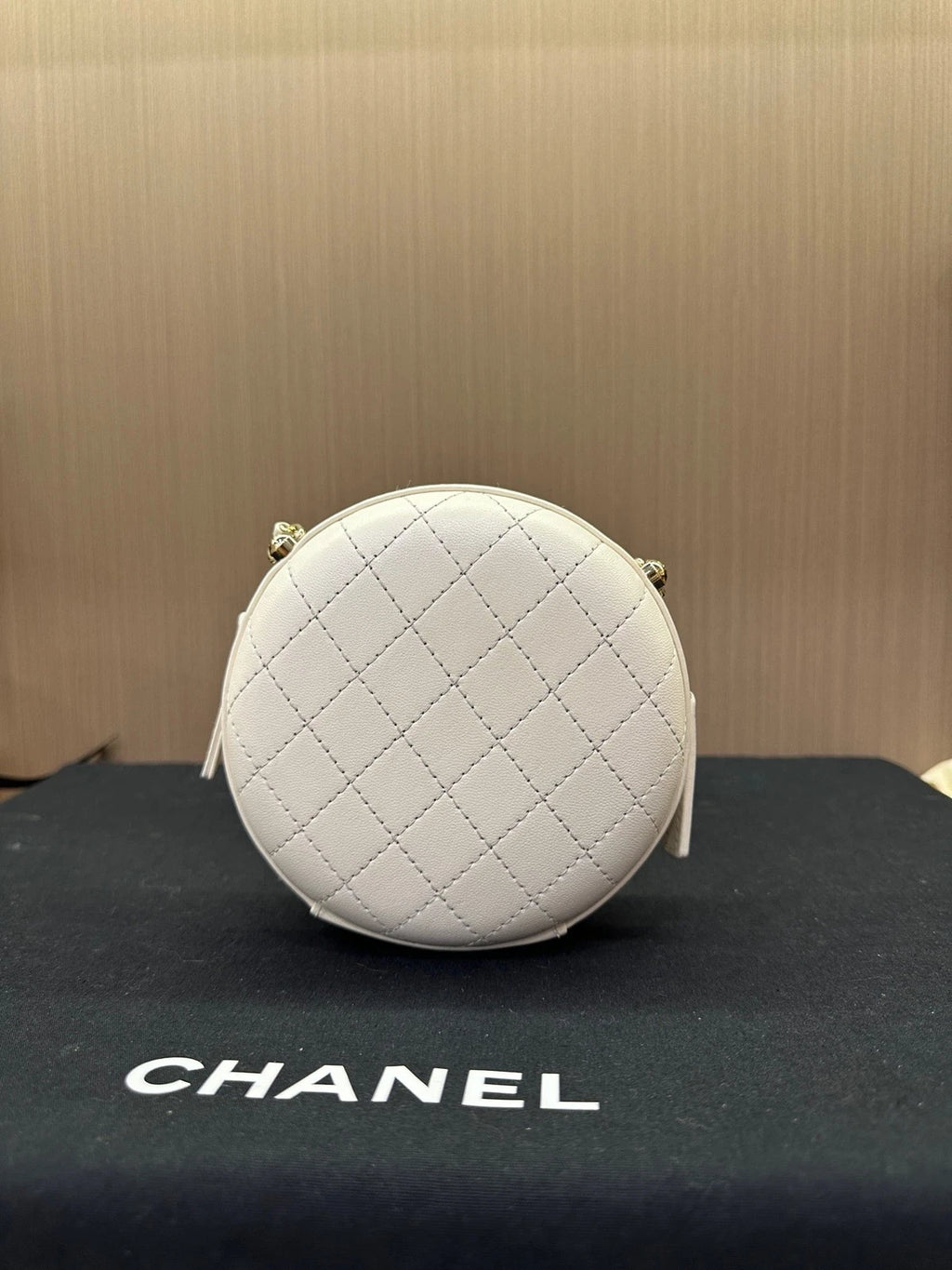 CHANEL Leather Hard Round Pearl Chain Dinner Bag For Women