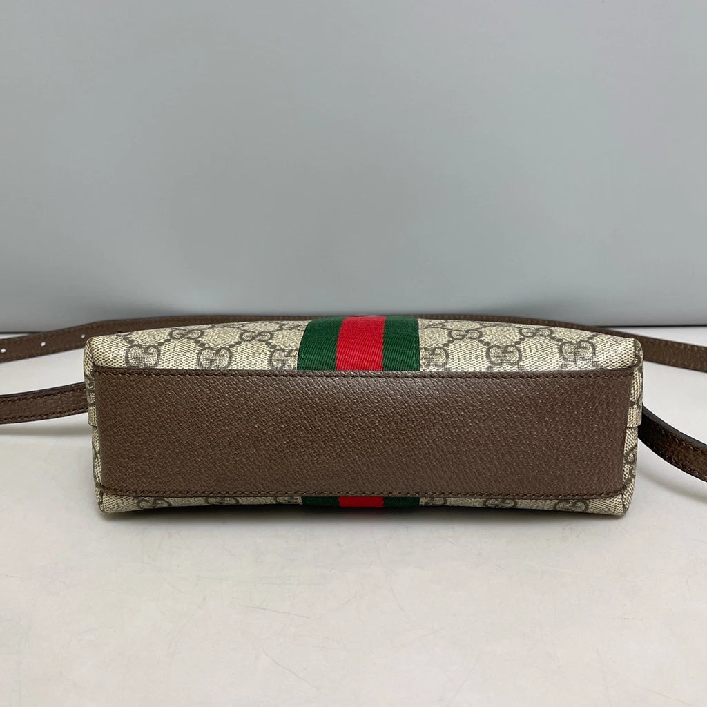 Authentic Gucci Ophidia Bell Bag Shoulder Crossbody Bag Brown Gold Hardware