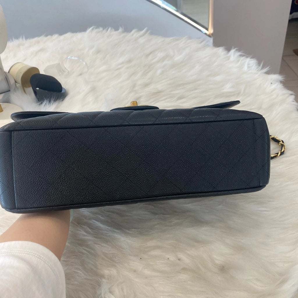 Chanel Classic Flap Max Black Caviar Leather Chain Shoulder Crossbody Bag