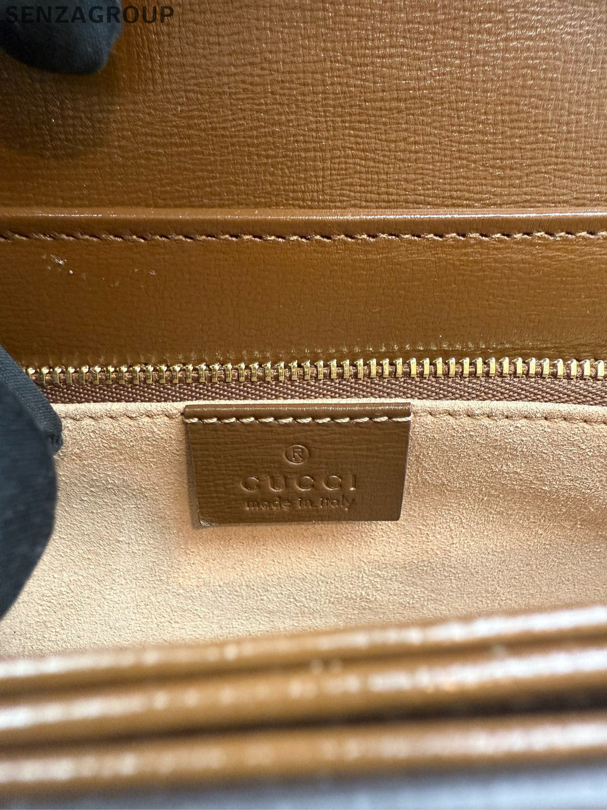 Gucci 1955 GG Supreme Shoulder Bag Brown Gold Buckle Classic Women