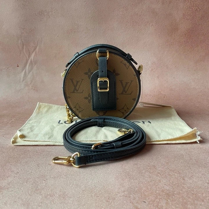 Louis Vuitton Mini Monogram Canvas Leather Round Crossbody For Women