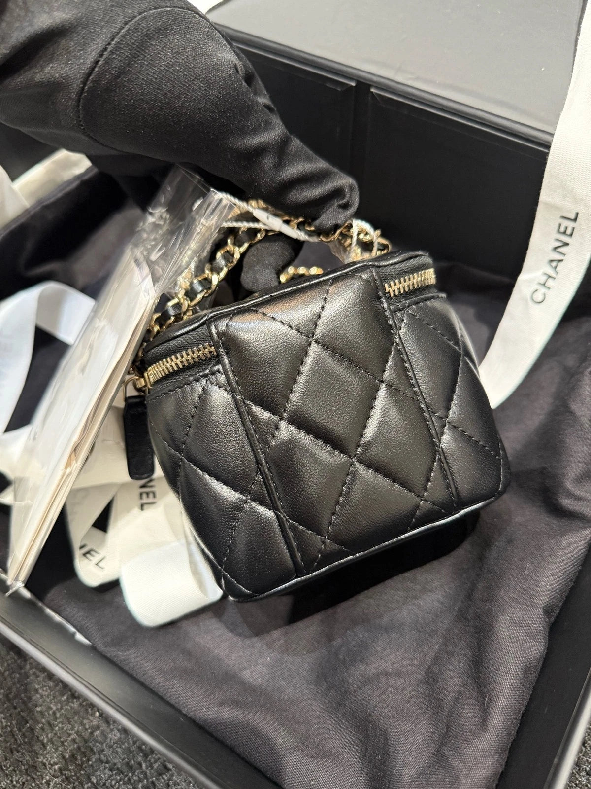 CHANEL Lambskin Rhinestone Small Box Bag For Women