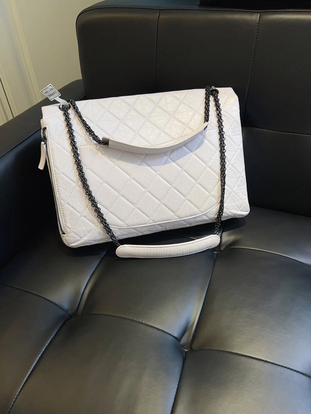Chanel 2.55 Calfskin Chain GM Shoulder Bag So Black Used Women Classic Diamond