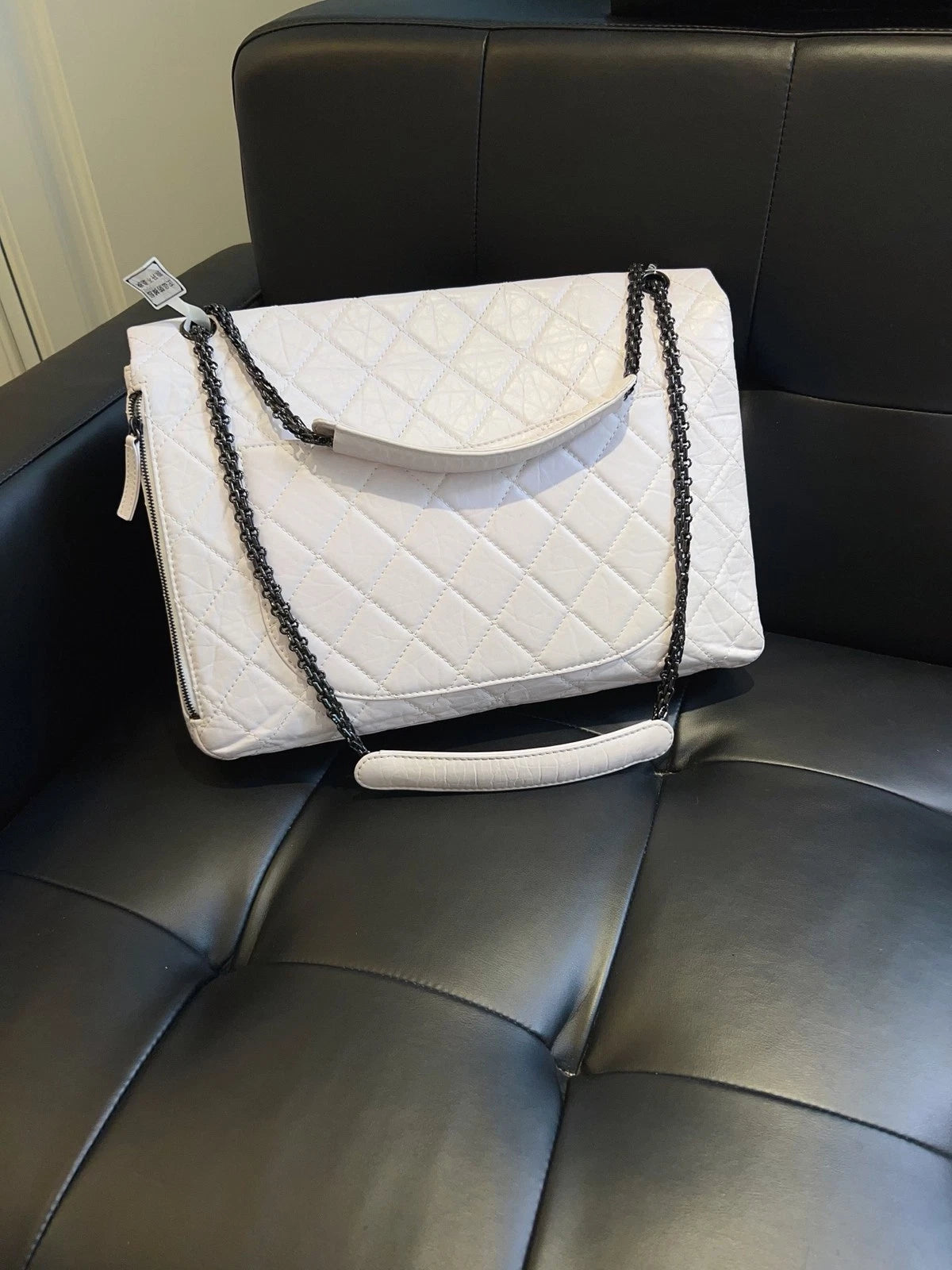 Chanel 2.55 Calfskin Chain GM Shoulder Bag So Black Used Women Classic Diamond