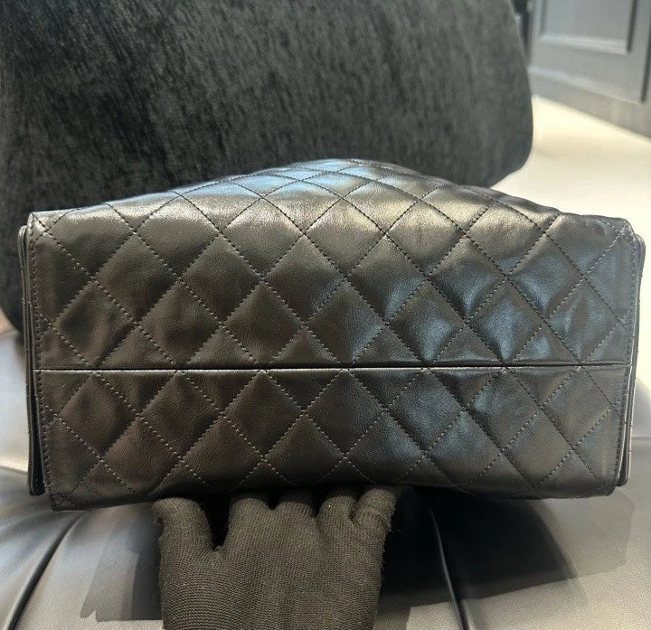 Chanel 25Bag MM Chain Calfskin Shoulder Bag Black Gold Hardware Women D