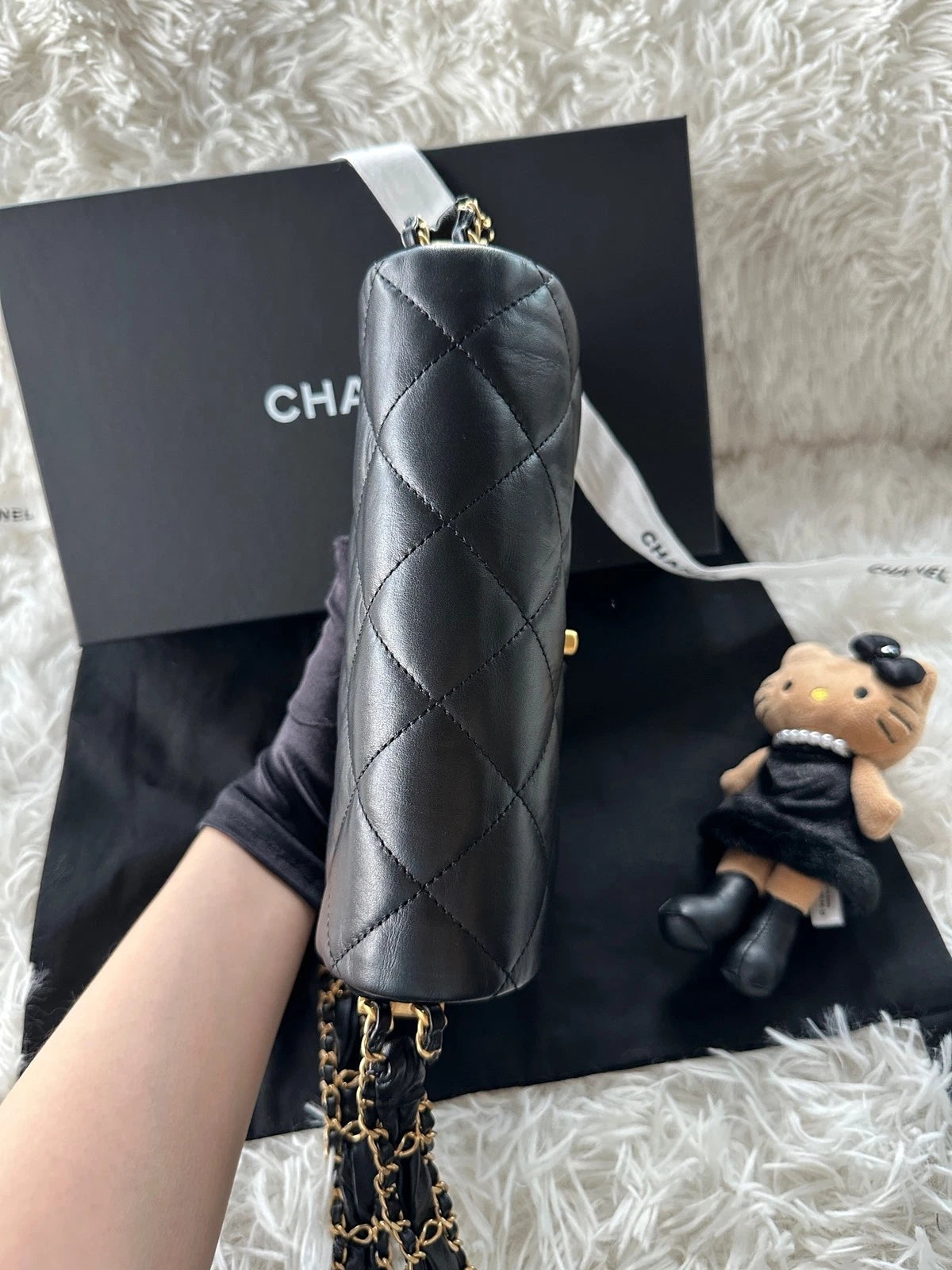 New CHANEL Black Gold Baguette Shoulder Bag For Women
