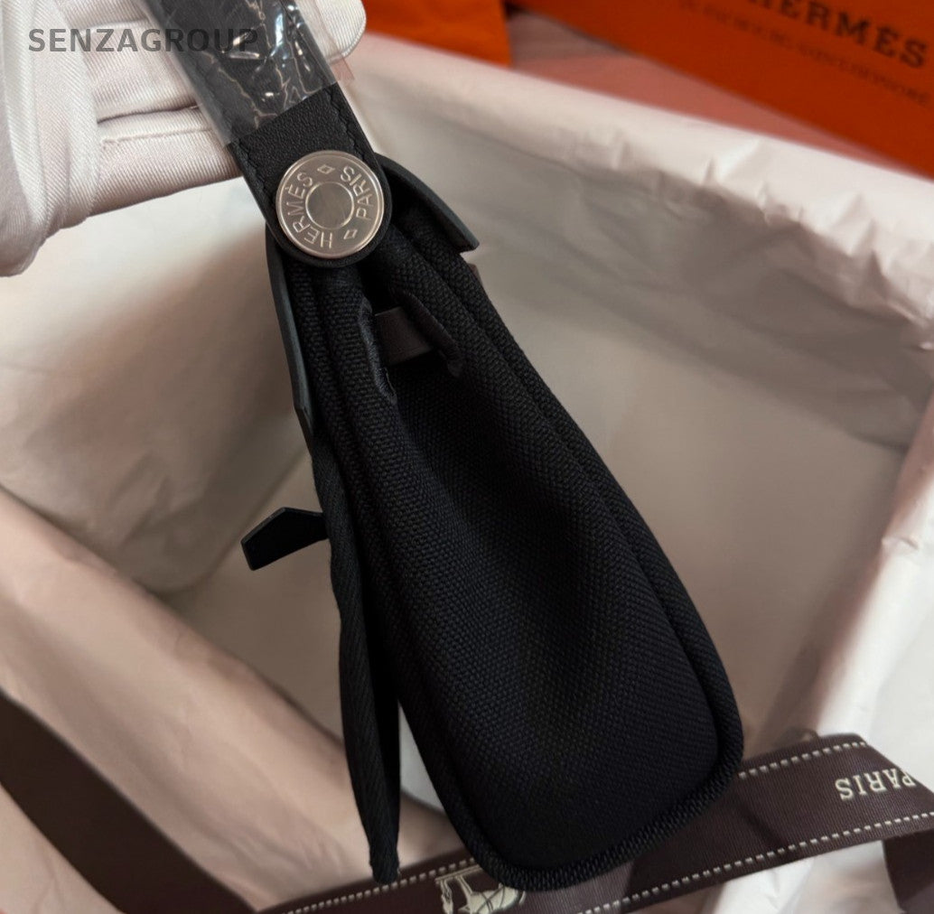 Hermes Herbag Mini Shoulder Bag Black Silver Used Women Classic