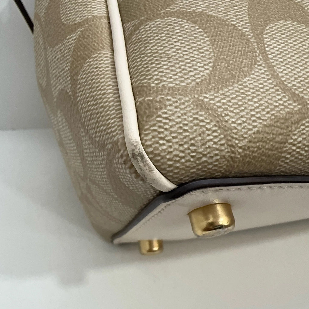Coach Surrey Light Brown PVC Briefcase Shoulder Crossbody Handbag For Women