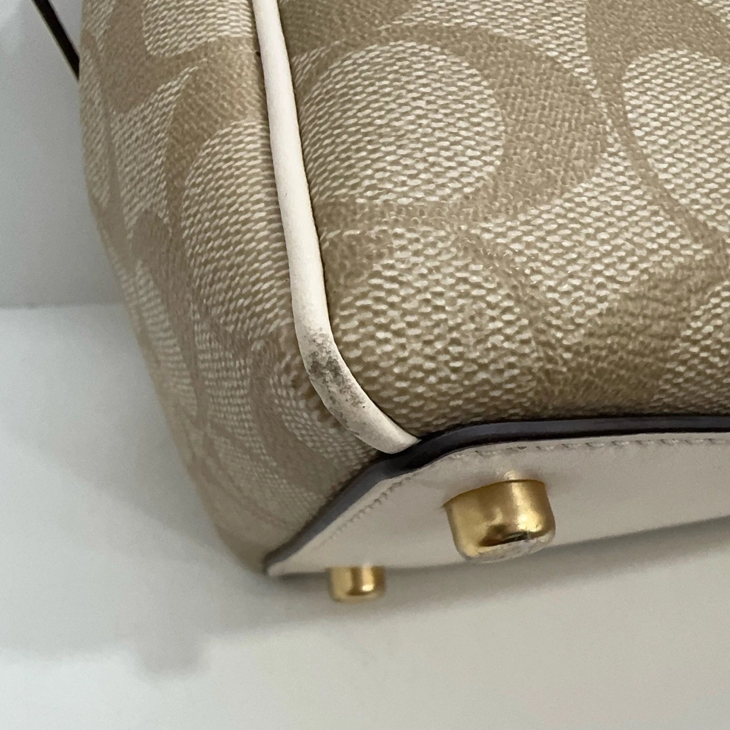 Coach Surrey Light Brown PVC Briefcase Shoulder Crossbody Handbag For Women