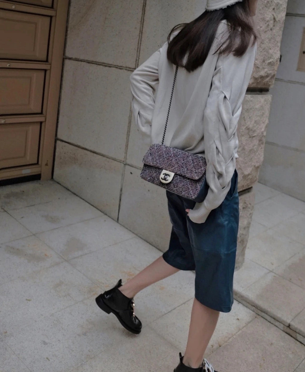 Authentic CHANEL Seasonal Tweed CF Shoulder Bag For Women
