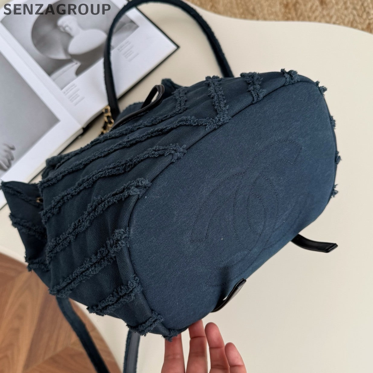 Chanel Cuba Diamond Blue Denim Backpack Women Classic