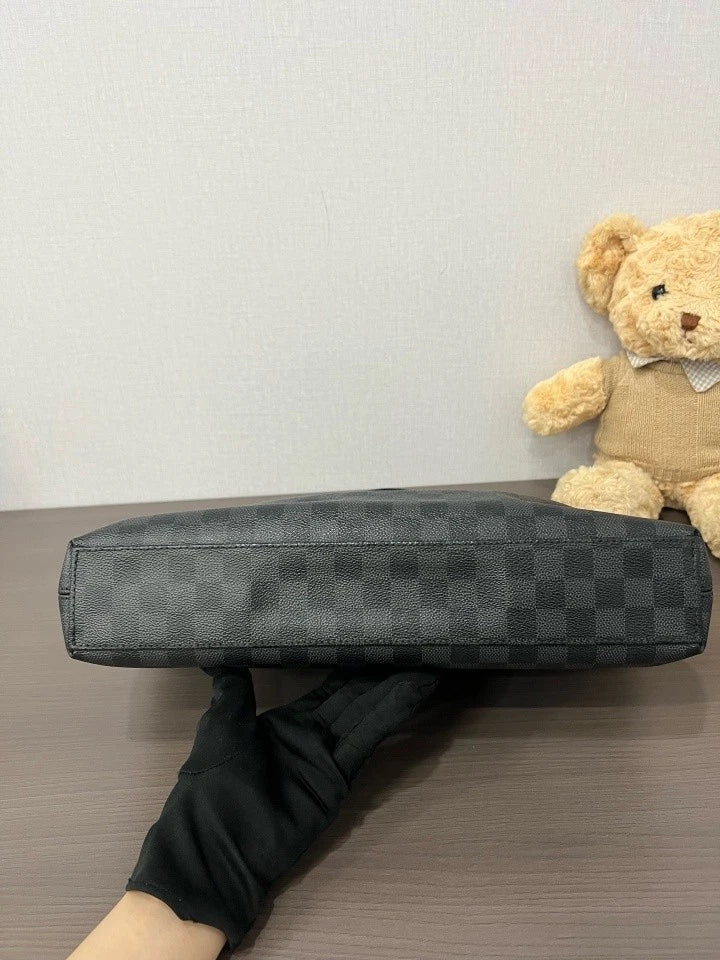 Louis Vuitton Black Damier Canvas Briefcase For Unisex