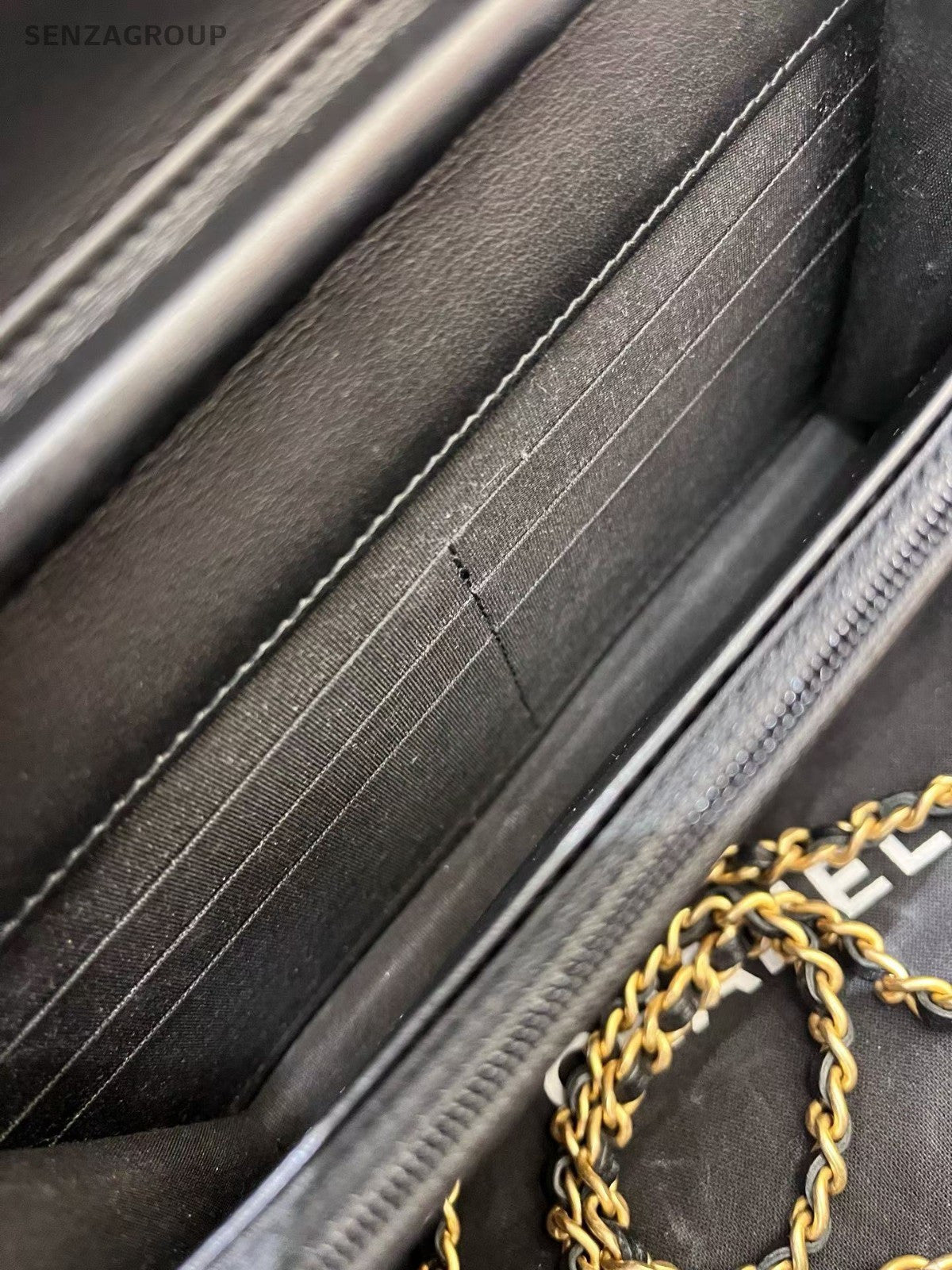 Chanel Vanity WOC Chain Shoulder Bag Crossbody Black Gold Diamond Women Classic