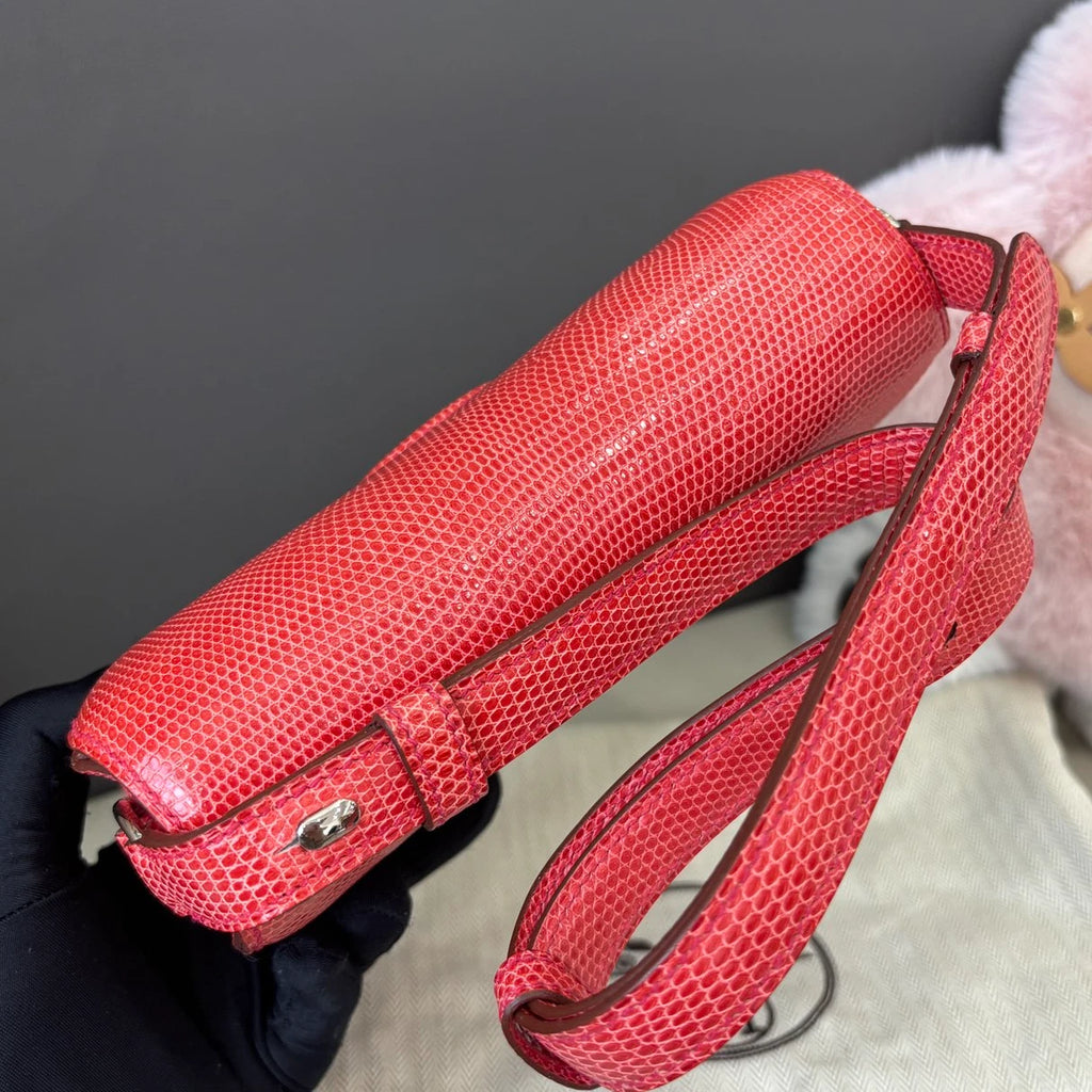 Hermes Cherche Midi 2Way Shoulder Crossbody Red Silver Women Classic Fashion